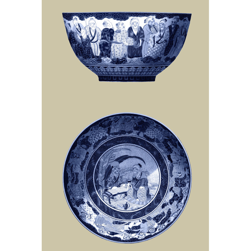 Porcelain In Blue And White II by Vision Studio - Wrapped Canvas Painting, 46cm H x 30cm W x 3.8cm D