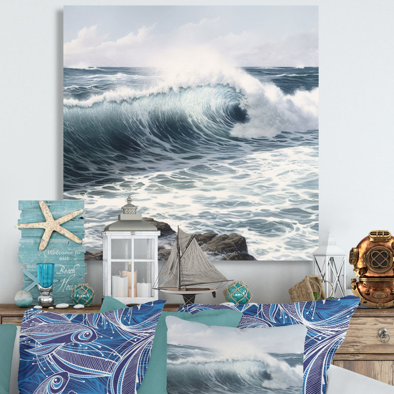 " Ocean Wave Movement II ", 16" H x 16" W x 1" D, Wrapped Canvas