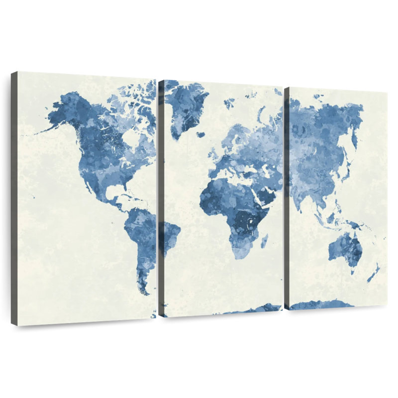 Aliaz Blue Map, 28" H x 45" W