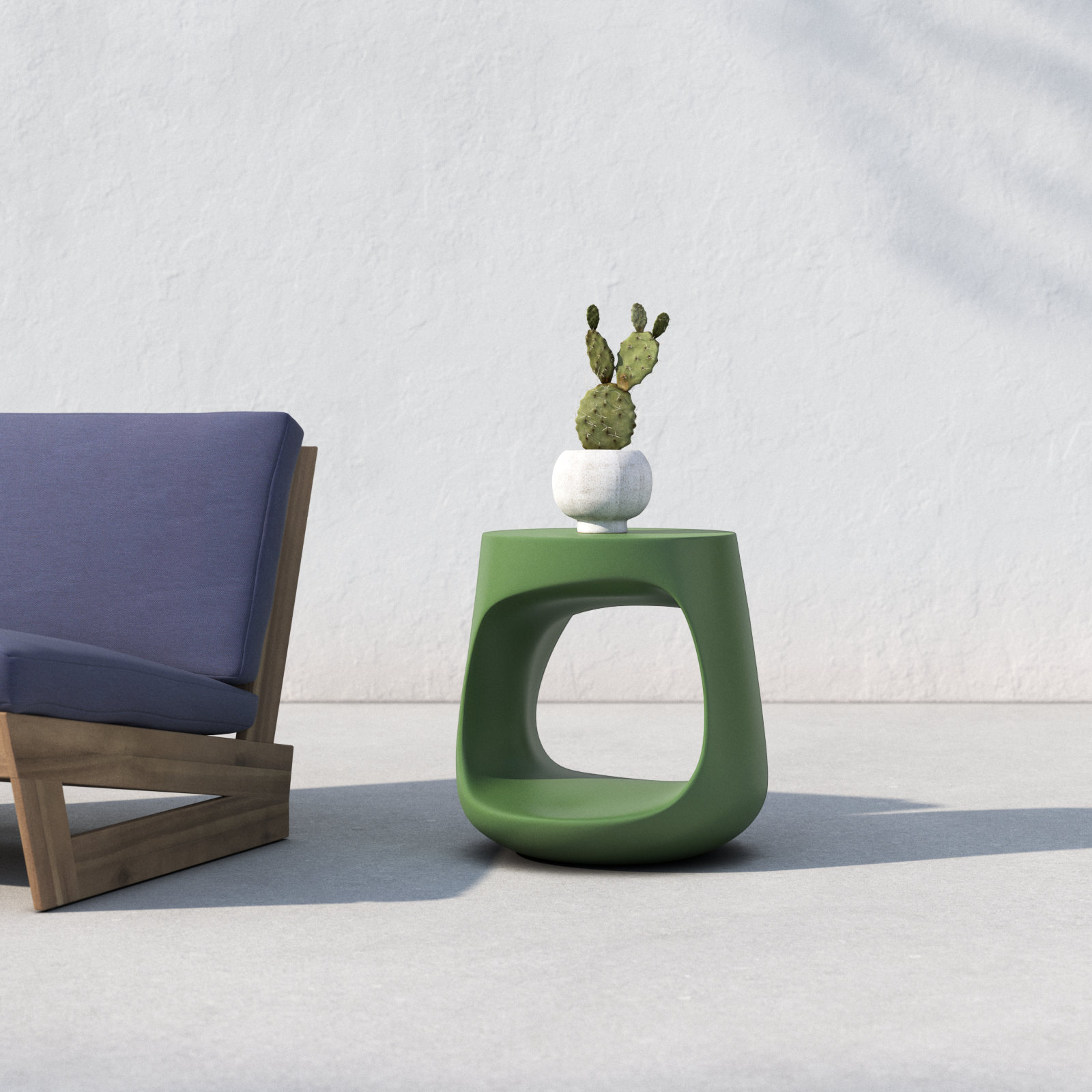 Owens Stone/Concrete Side Table, Moss Green