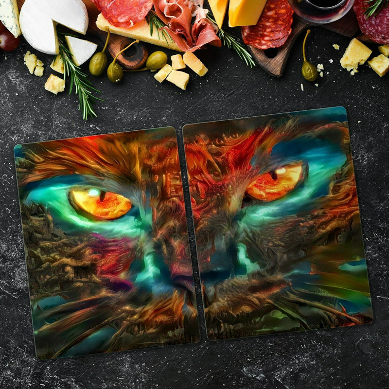Emmeri Colorful Bad Abstract Cat Chopping Board, 40cm L x 52cm W