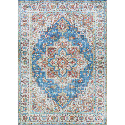 Tapis bleu marine antidérapant Hallsville