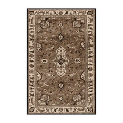 Machine Washable Persian Brown Area Rug