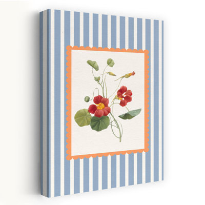 Vintage Nasturtium Bloom Classic Elegant Vintage Flower Nature Wall Art Print 1 Piece Wrapped Canvas Wall Art