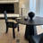Black Round Solid Wood Dining table-1900784822