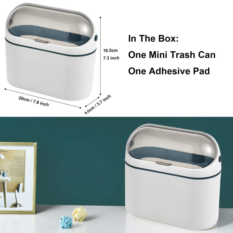 Poubelle de bureau avec couvercle, petite poubelle de bureau, petite poubelle de comptoir de bureau, petite poubelle à monter