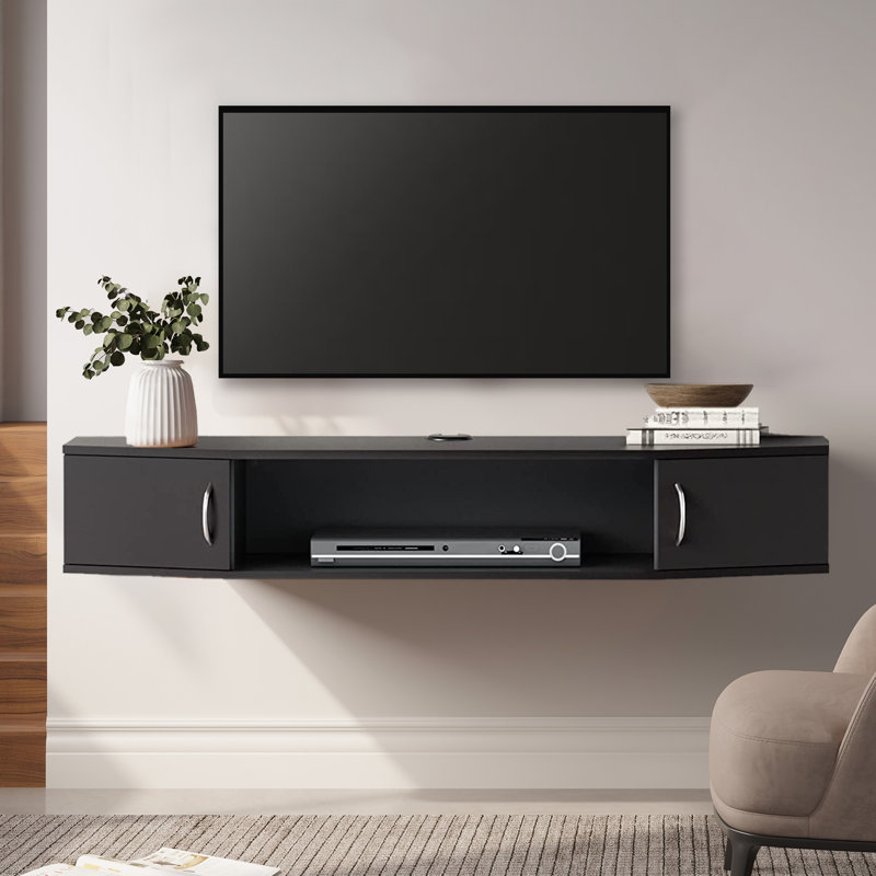 Merliah Unfinished Floating Floating Tv Stand for TVs up to 75, Black