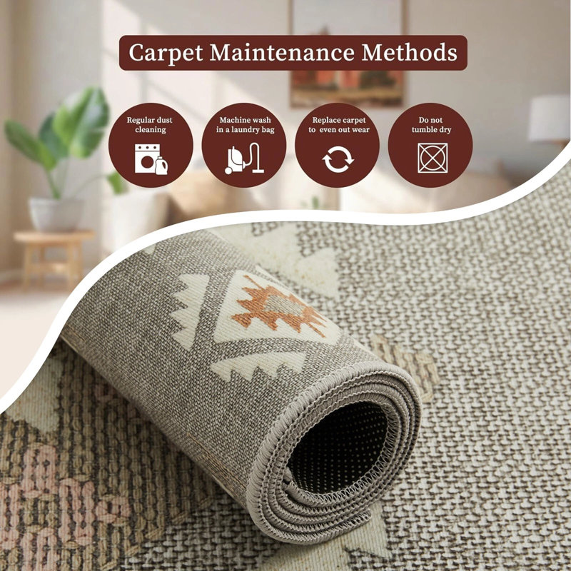 Demetriona Washable Abstract Area Rug – Low-Pile, Non-Slip, Stain-Resistant, Rectangle 200 x 290 cm