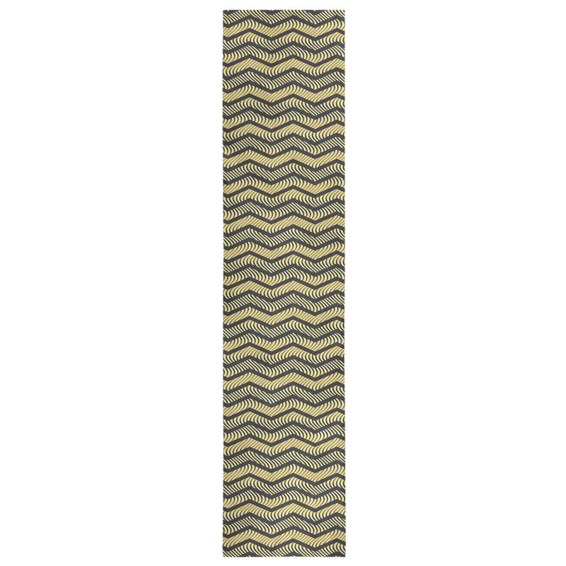 Chemin de table à chevrons ondulés Stephenie, 16 po x 90 po, Noir / jaune citron