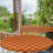 Ebern Designs Tree Fitted Round Tablecloth Orange Chestnut Brown