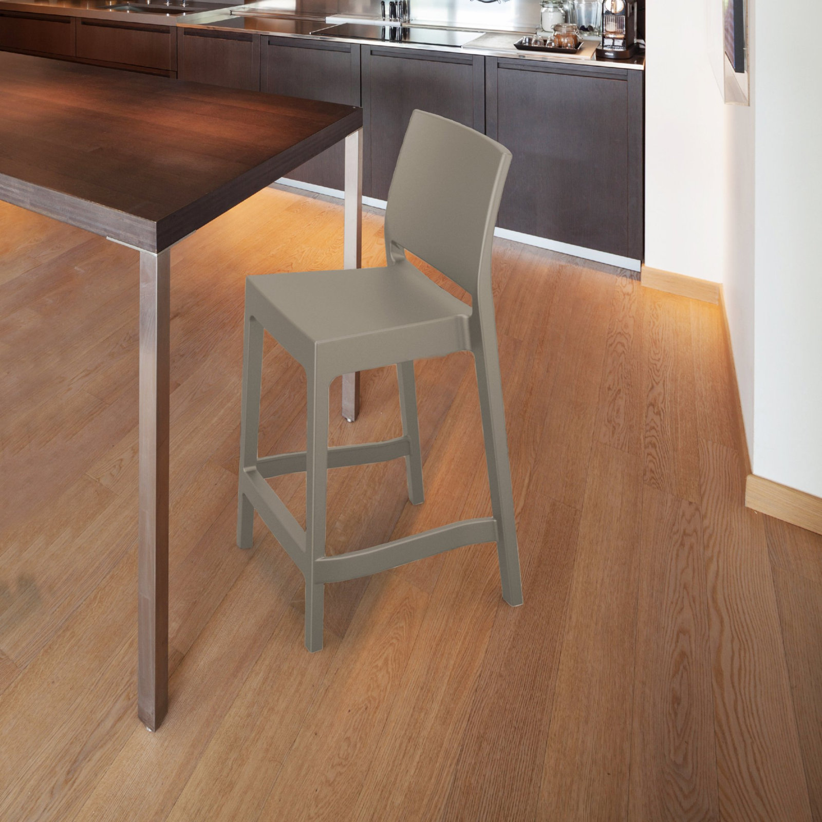 Adrienne Outdoor Bar Stool, Taupe, 29.5"