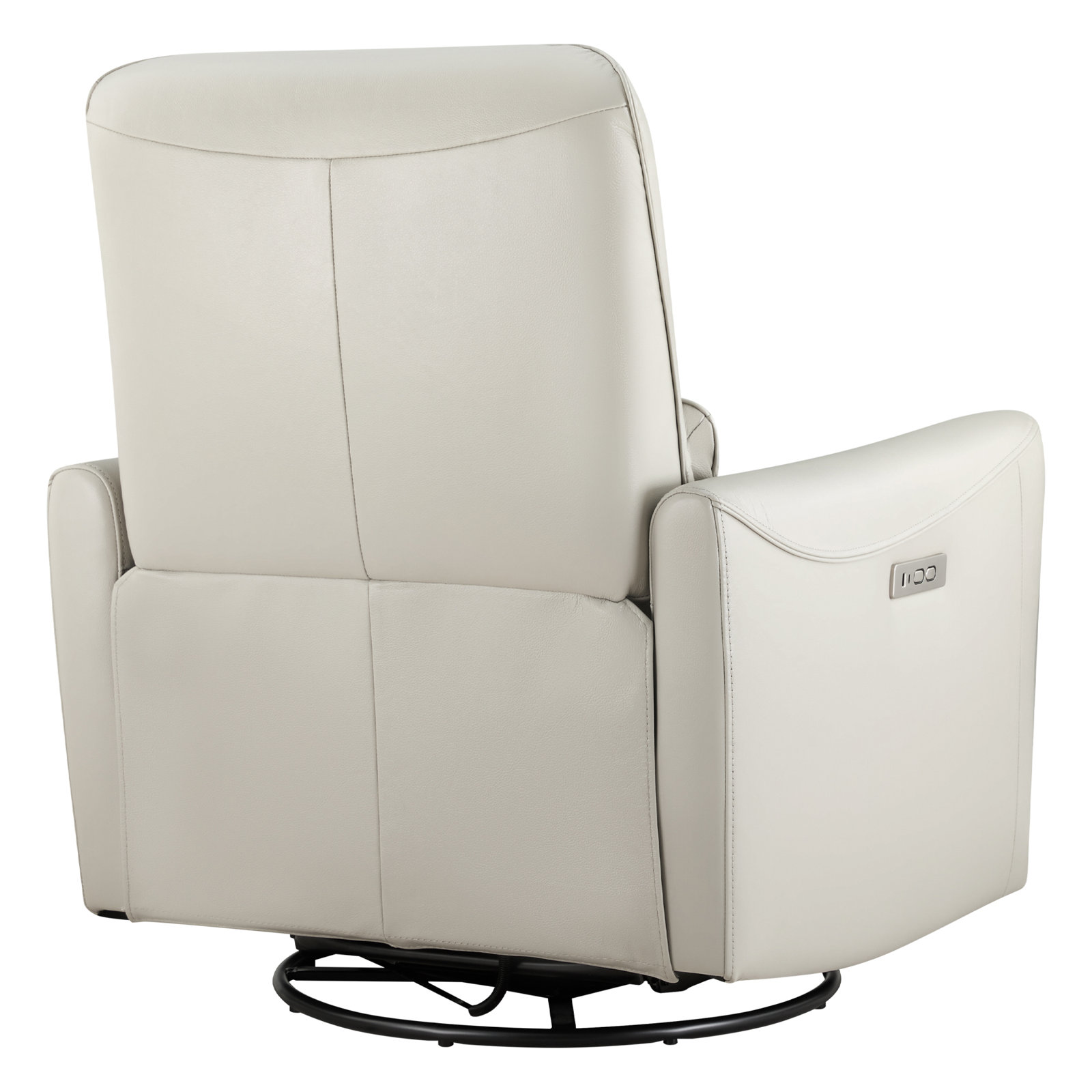 Santo 33" Genuine Leather Swivel Power Recliner, Denali Ivory Genuine Leather