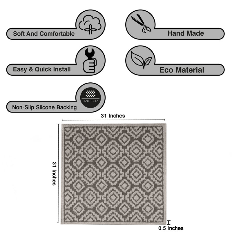 Benaiah Indoor Doormat Washable Doormat for Entryway w/ Non Slip Backing, 30" x 30"