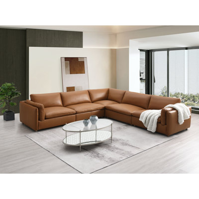 Brighton Top Grain Leather 5 Pieces Modular Sectional