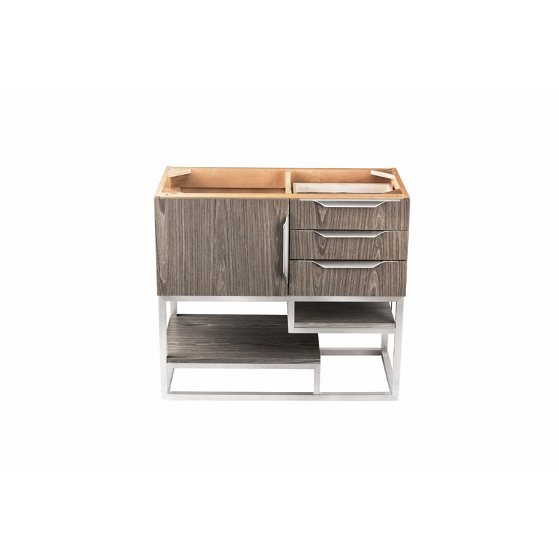 Columbia 35.31'' W Single Vanity, Brushed Nickel, Ash Gray, Glossy White