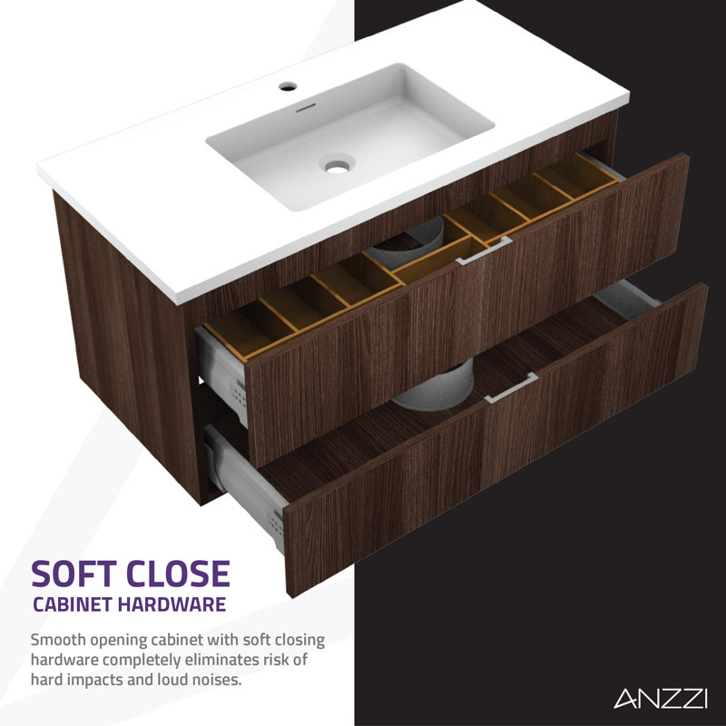 Ensemble de meuble-lavabo simple 39 po Conques, Marron