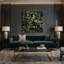 «Abstract Florals 98», art mural sur toile verte-849007736