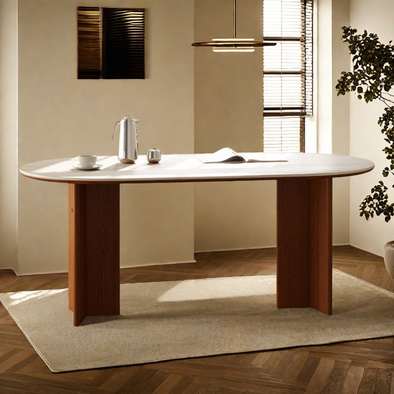 Retro style practical dining table, 29.5"H x 70.8"L x 31.4"W