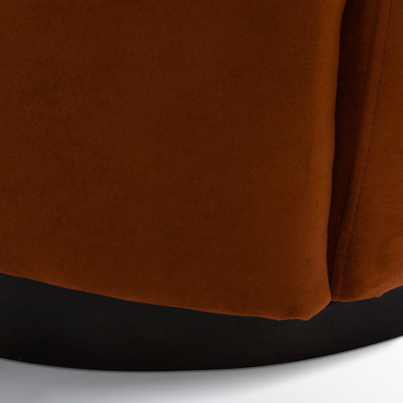 Fauteuil demi-tonneau pivotant rembourré Marcy, Bella Burnt Orange Performance Velvet/Black