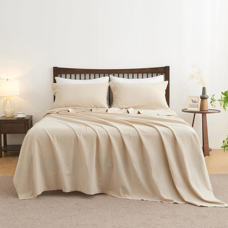 Ensemble de literie en lin belge, Ensemble de draps pour très grand lit avec 2 taie, Lin
