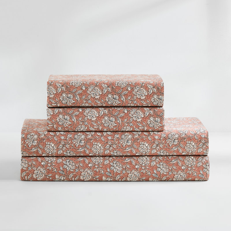 Ensemble de draps en coton Zara, Ensemble de draps pour très grand lit avec 2 taie, Rouge