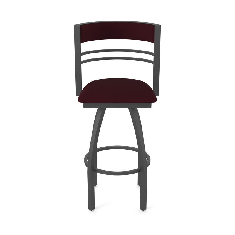 Hunter Swivel Stool, Vinyle - Canter Bordeaux, Tabouret de bar (siège d'une hauteur de 30 po), Étain