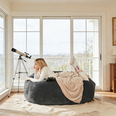 Fauteuil à billes de 4 pi, rembourrage en mousse à mémoire de forme, fauteuil à billes pour adultes et adolescents, canapé moelleux avec housse amovible en flanelle, canapé rond pour le salon, la chambre à coucher, le dortoir d'université.