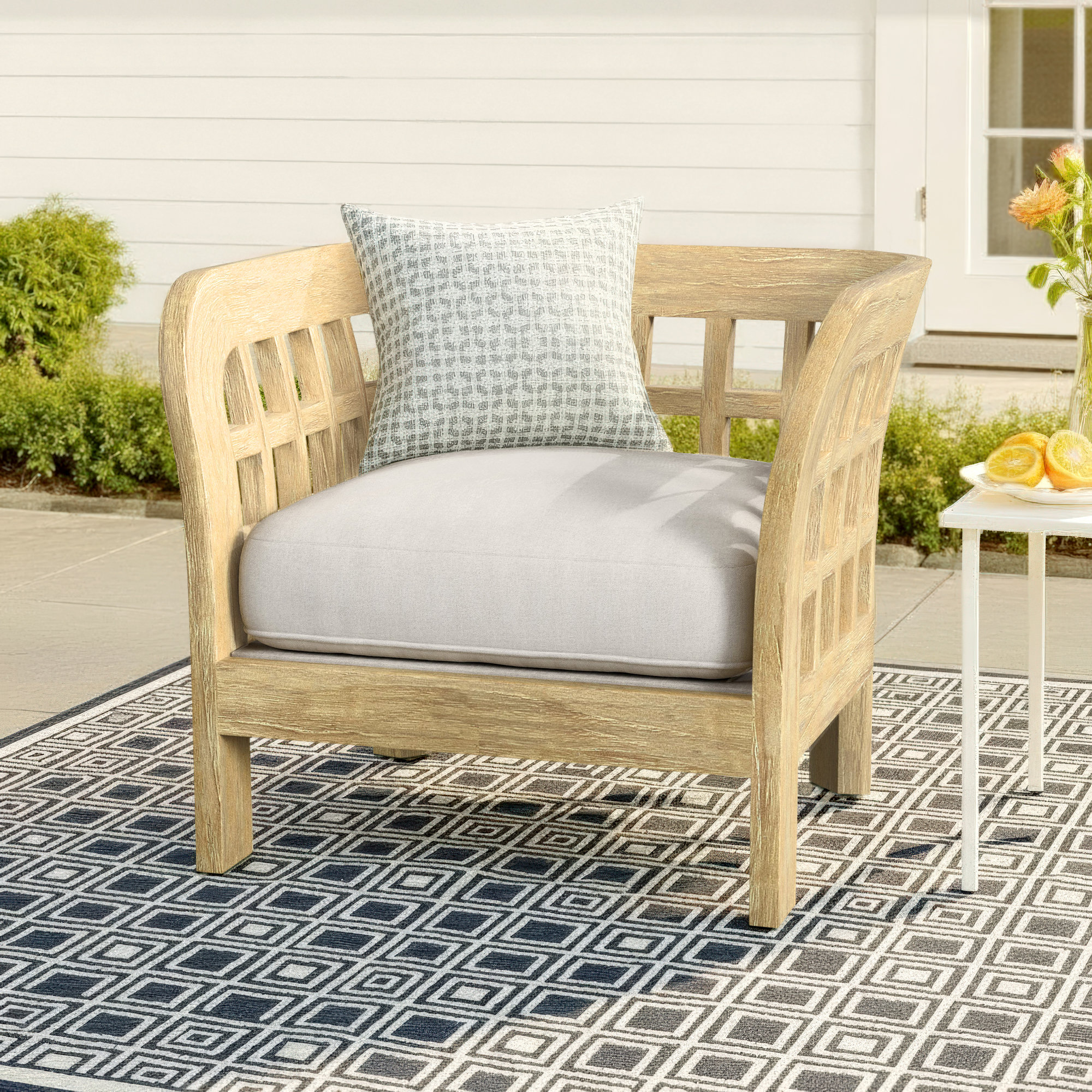 Sage Teak Patio Chair with Cushions