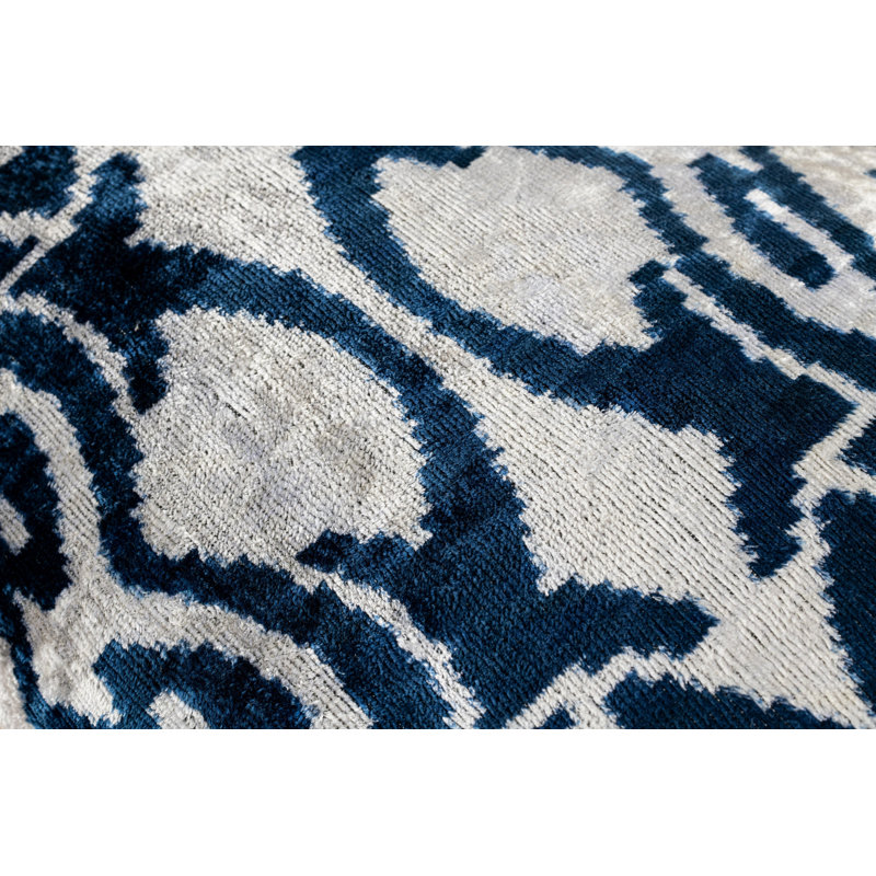Silk Lumbar Rectangular Pillow Cover & Insert, Blue/White/Geometric