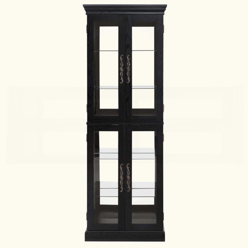 Élégante vitrine vitrée éclairée - Rangement à cadre en bois pour le salon, la cuisine et le garde-manger - Ampoule incluse - Idéal pour le vin, les jouets et les objets de collection