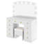 Meuble-lavabo luxueux avec 10 ampoules Hollywood, 3 modes d'éclairage couleur, une coiffeuse classique avec tabouret rembourré et 9 tiroirs de rangement pour la chambre à coucher, blanc