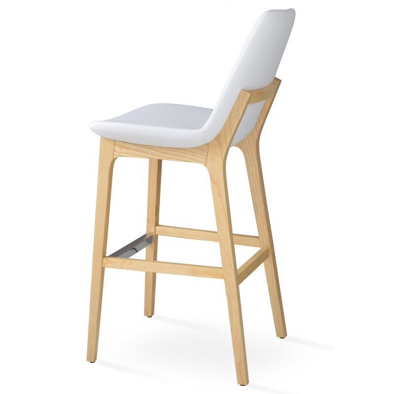 Eiffel Wood Counter & Bar Stool, Wenge, Bar Stool (29" Seat Height), Black Leatherette