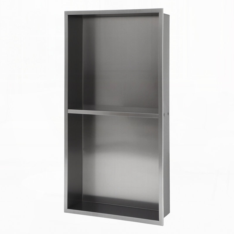 Stainless Steel Shower Niche Double Shelf, Gunmetal Black