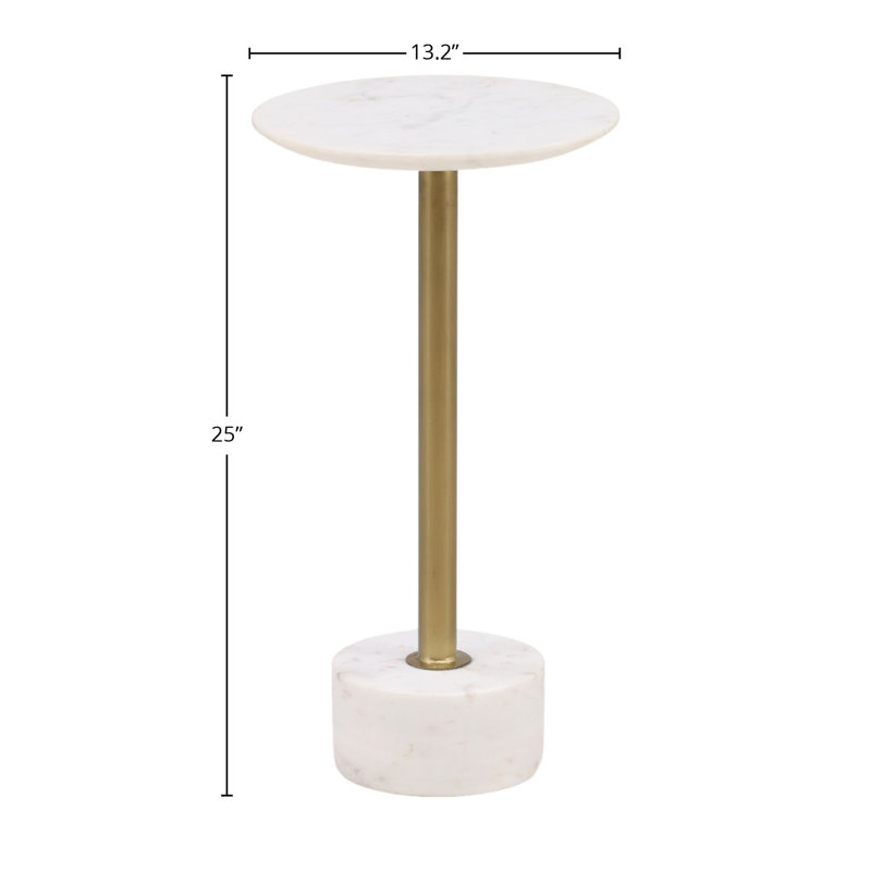 Rachael Marble End Table, White