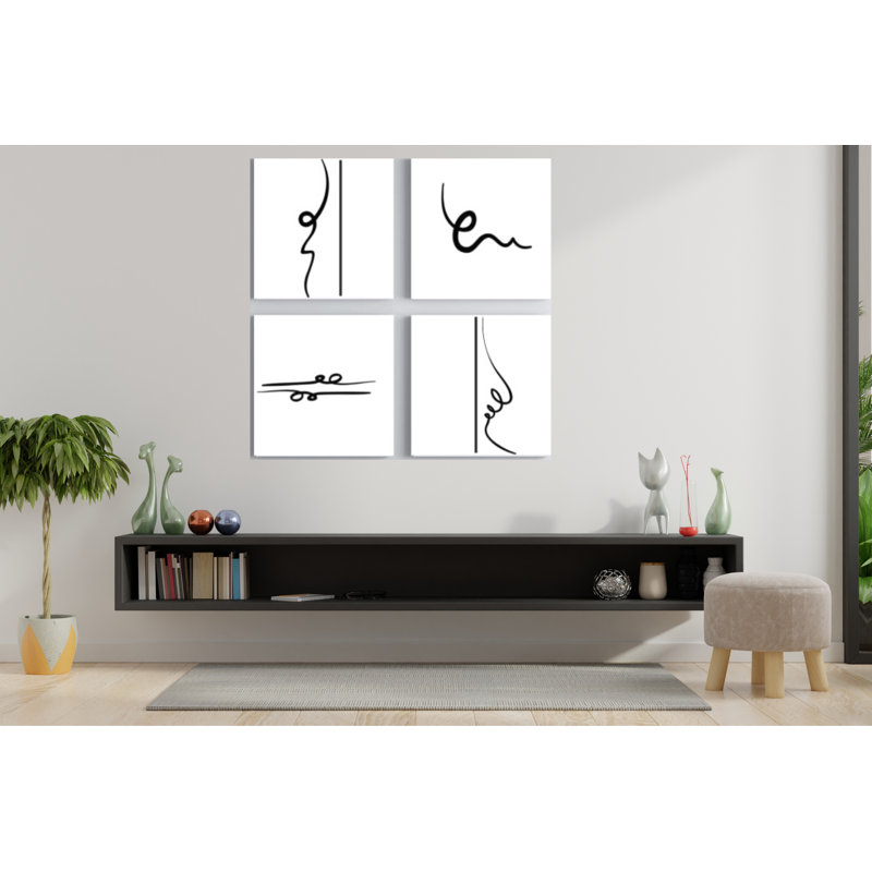 Lines - 4 Piece Print on Canvas, 50cm H x 50cm W x 8cm D