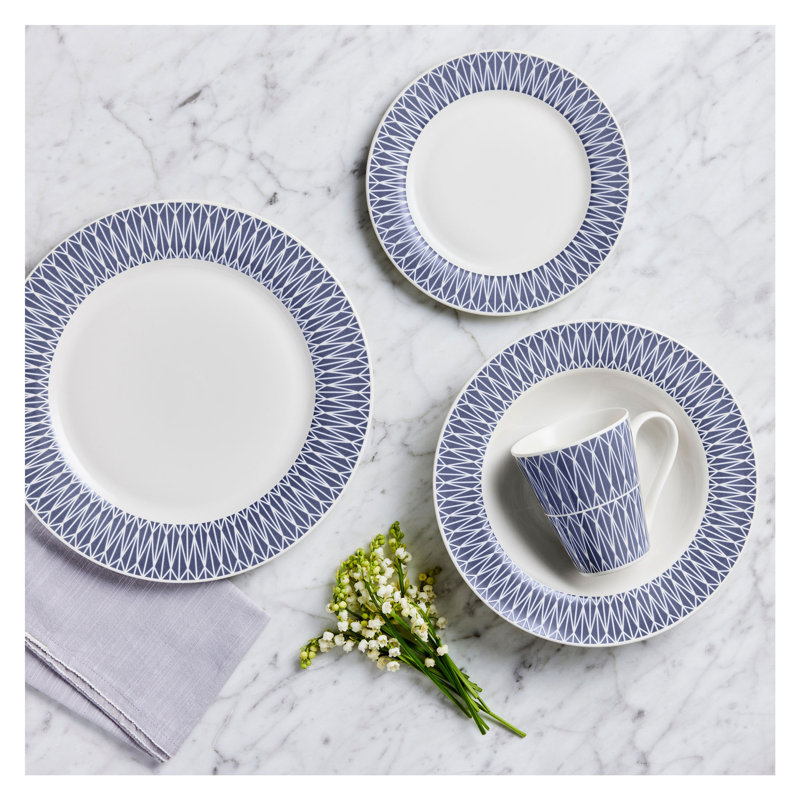 Piece Porcelain Dinnerware Set - Service for 4, Blue