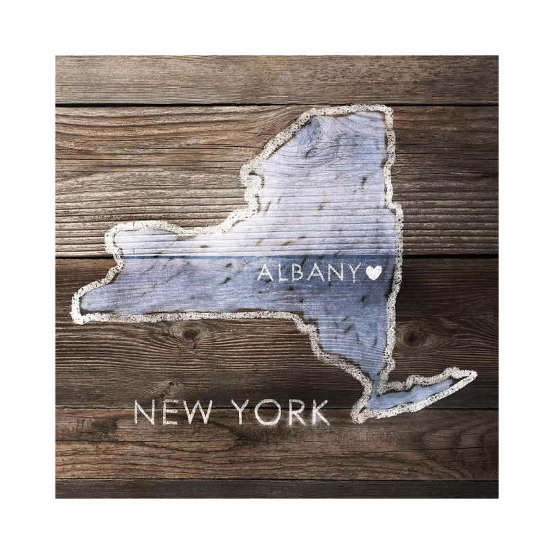 New York Rustic Map - Wrapped Canvas Print, 30.48 cm H x 30.48 cm W