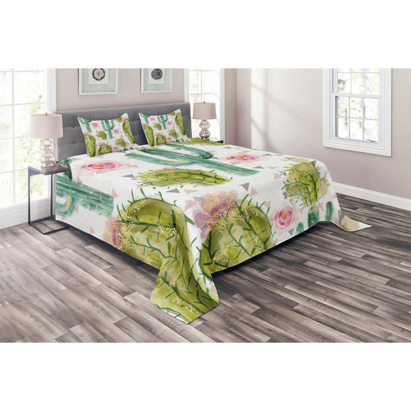 Bunny Polyester Floral Coverlet, King Bedspread + 2 Shams