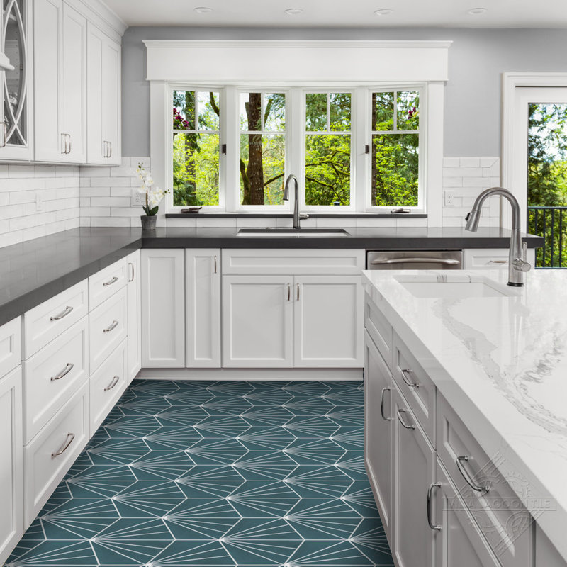 Spark C 7.87" x 9.09" Cement Patterned Wall & Floor Tile, Tangerine