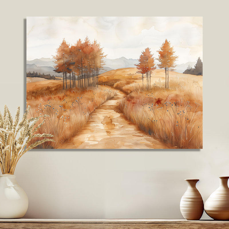 «Brown Meadows Autumn Canada In Canada I», art mural campagne, Sans cadre, métal, H 24 po x l 32 po x P 1 po