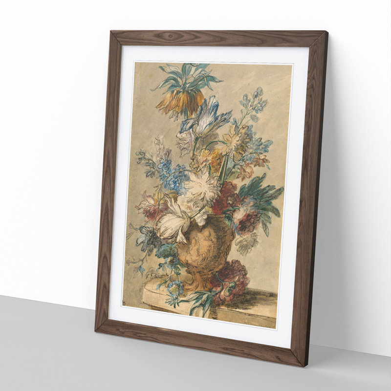 Still Life with Flowers Vol.6 by Jan Van Huysum - Picture Frame Painting, Walnut, 36cm H x 27cm W x 2cm D