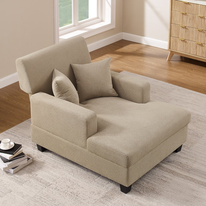 Chaise longue rembourrée en tissu 39,76 po, Chenille brun clair