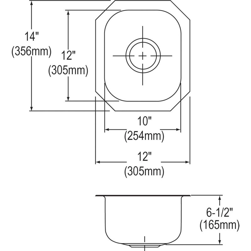 Évier de cuisine encastrable L 14 po x l 12 po Elkay