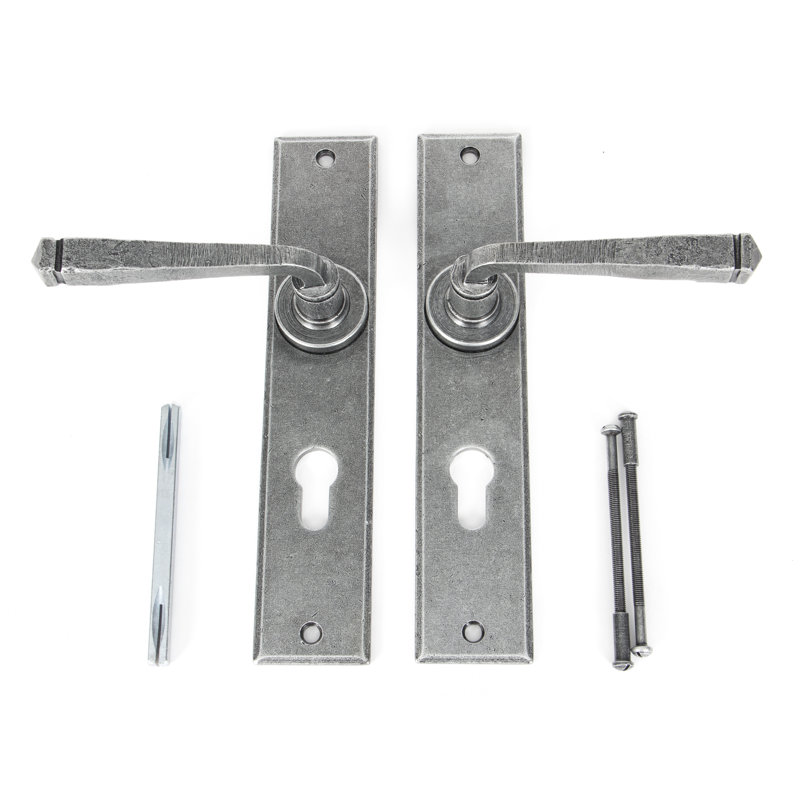 Avon Lock Door Handle, Pewter Patina