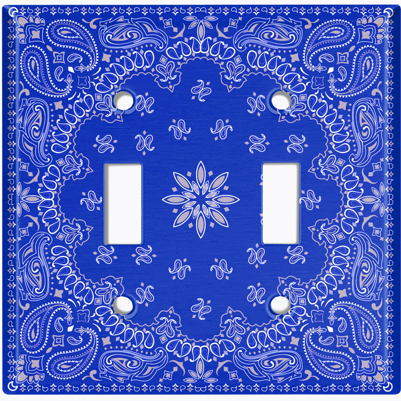 Patterned 2 - Gang Toggle Light Switch Standard Wall Plate, Blue