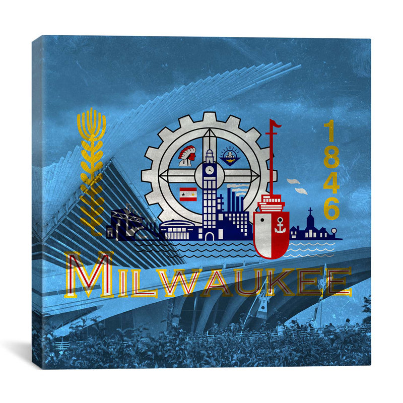 Milwaukee drapeau, milwaukee musée, impression sur toile, H 26 po x l 26 po x P 0,75 po