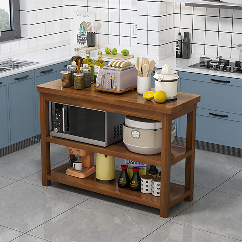 Îlot de cuisine rustique en bois massif autoportant avec tablette ouverte, H 31,5 po x l 31,5 po x P 15,7 po