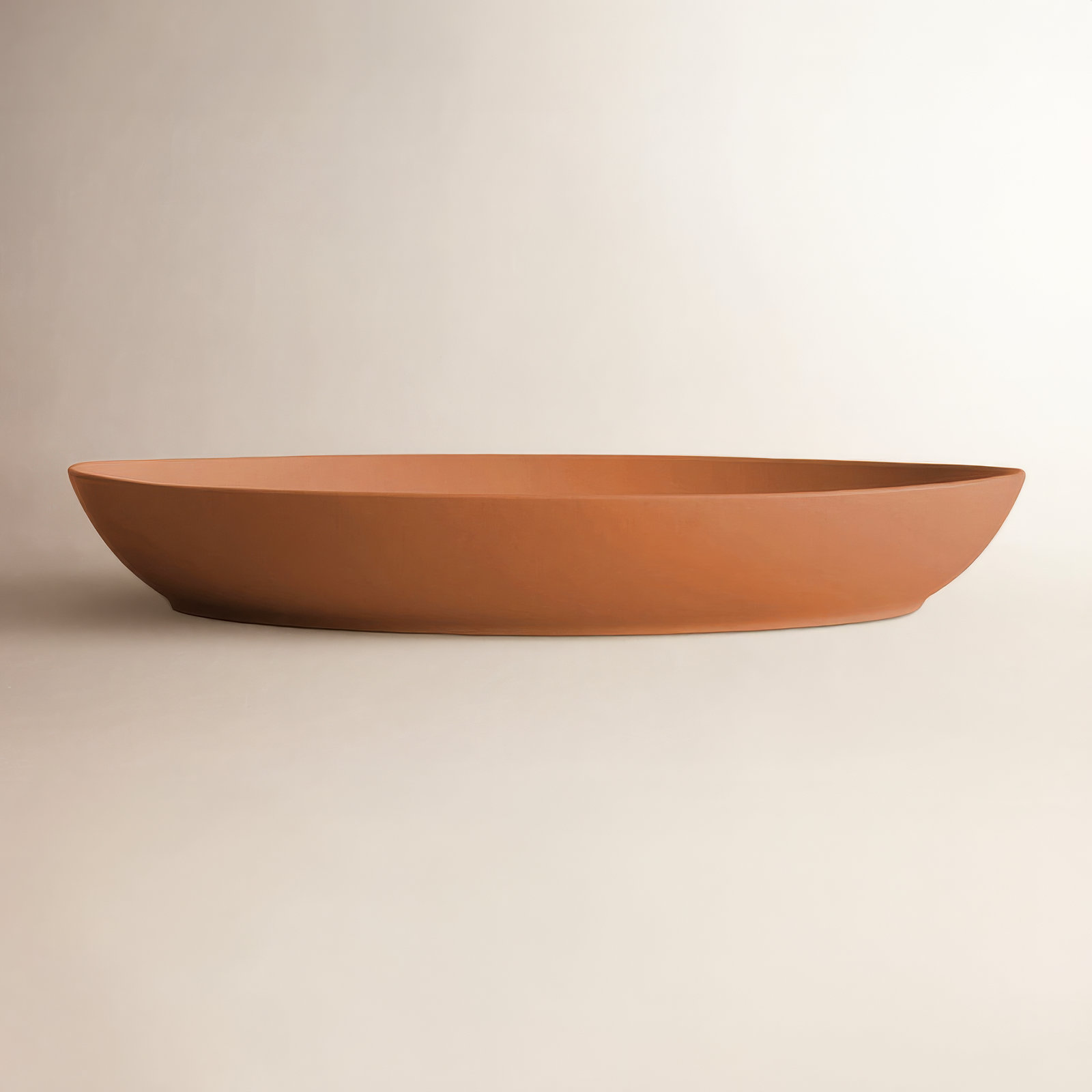 Ceramic Low Oval Serving Bowl, Orange