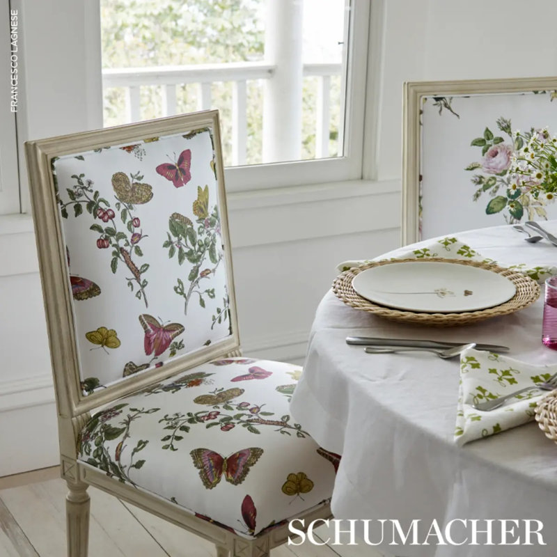 Baudin Butterfly Chintz Fabric, Blush