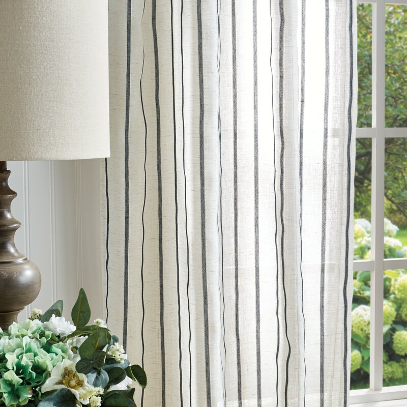 Martha Stewart Laguna Striped Semi-Sheer Tab Top Curtain Panels ...